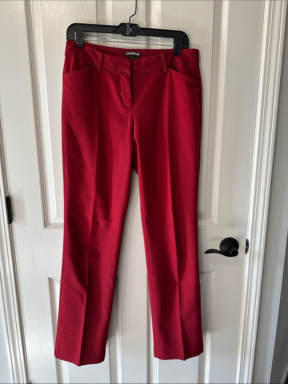 Express Editor Red Straight-Leg Dress Pants